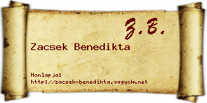 Zacsek Benedikta névjegykártya